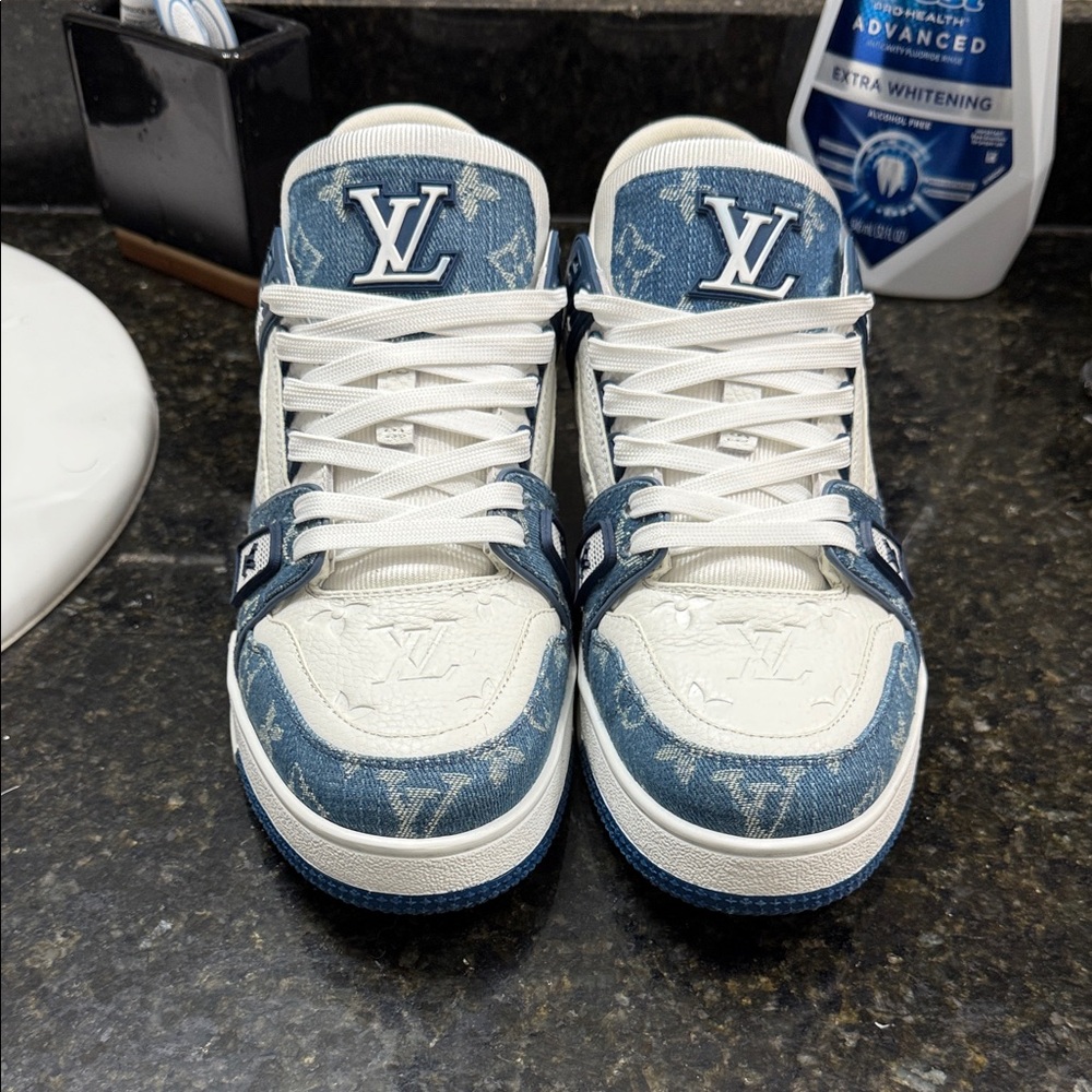 Louis Vuitton Denim Blue and White Sneakers